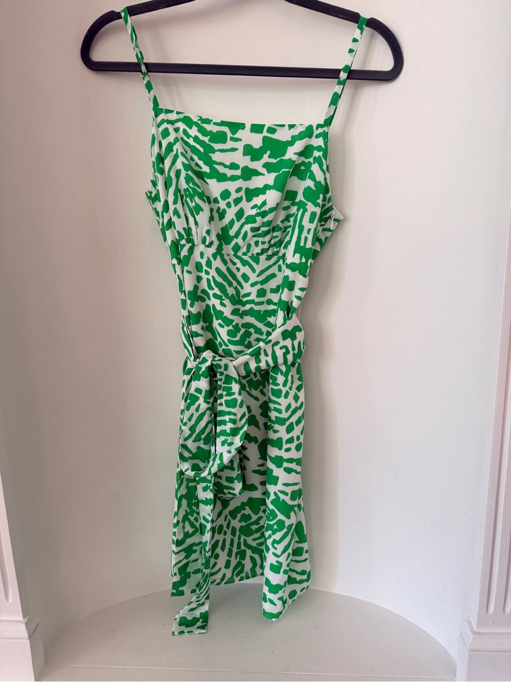 Susana Monaco Green and White Patterned Dress
